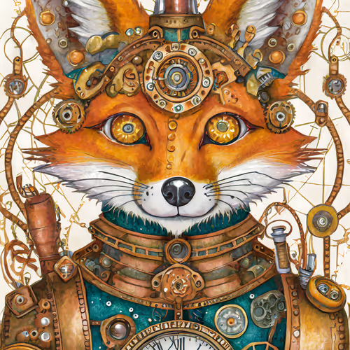 Steampunk Clock Fox