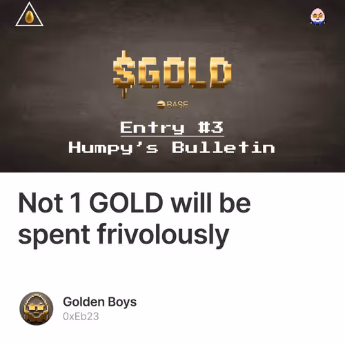 Not 1 GOLD will be spent frivolously