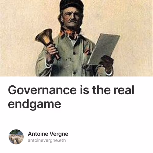 Governance is the real endgame