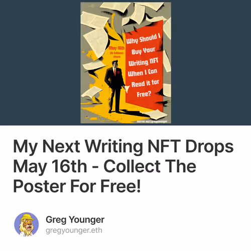 My Next Writing NFT Drops May 16th - Collect The Poster For Free!