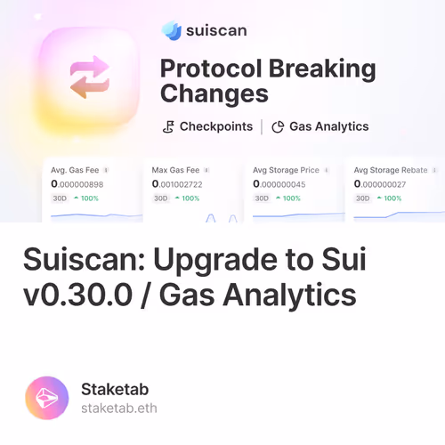 Suiscan: Upgrade to Sui v0.30.0 / Gas Analytics