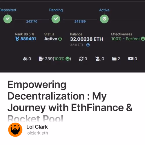 Empowering Decentralization : My Journey with EthFinance & Rocket Pool