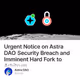 Urgent Notice on Astra DAO Security Breach and Imminent Hard Fork to Arbitrum