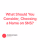 What Should You Consider, Choosing a Name on  SNS?