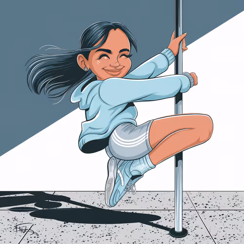 Performing Pole Dance.