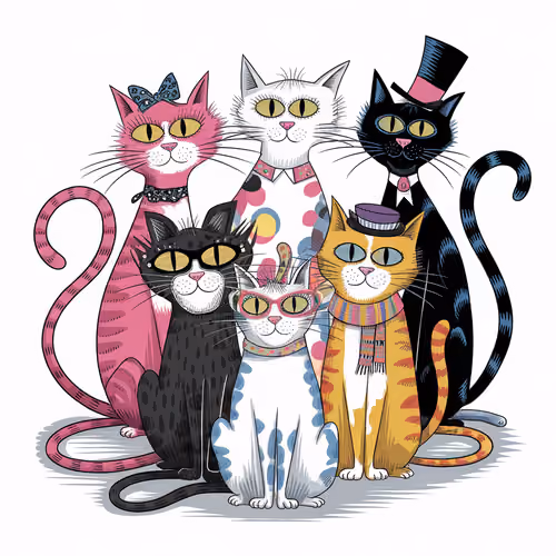 Group of Crazy Cats