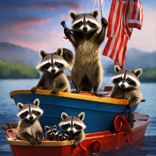 Raccoon family