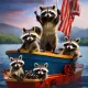 Raccoon family
