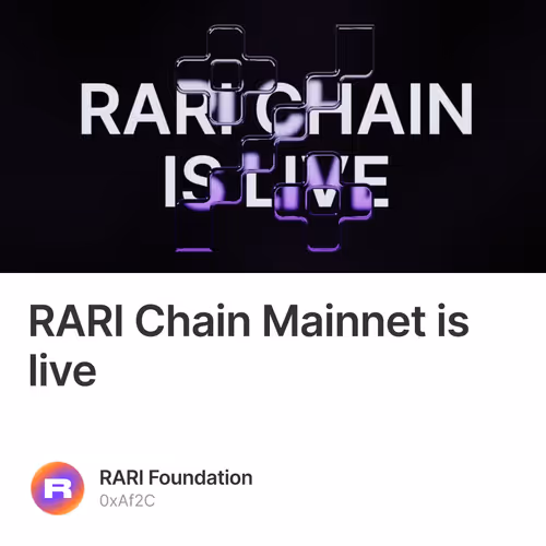 RARI Chain Mainnet is live