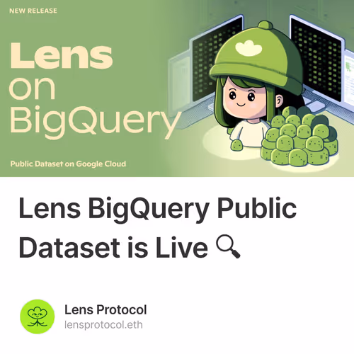 Lens BigQuery Public Dataset is Live 🔍