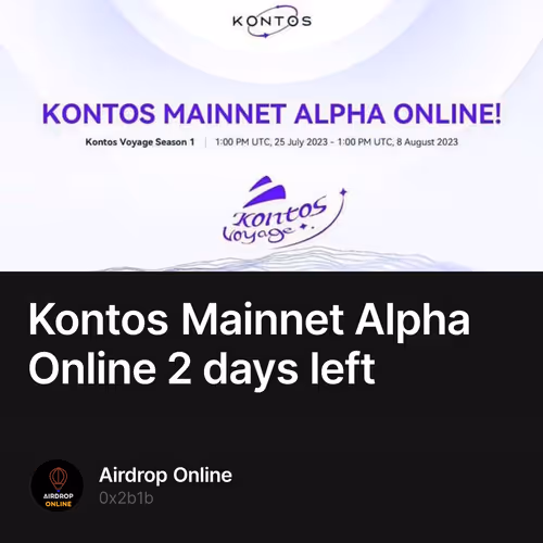 Kontos Mainnet Alpha Online 2 days left