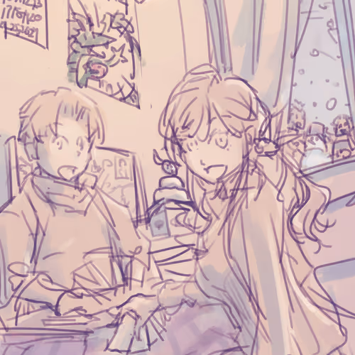 Pizza delivery has arrived! (colored rough sketch)