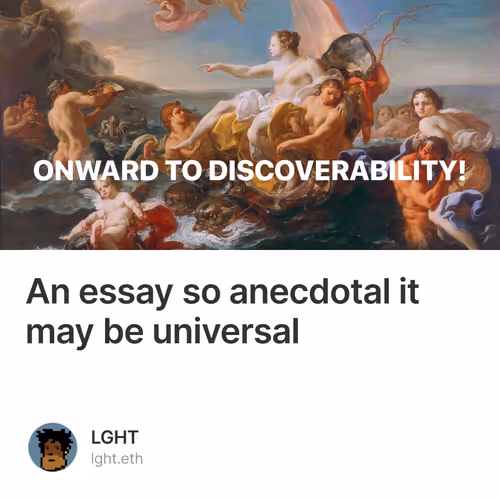 An essay so anecdotal it may be universal