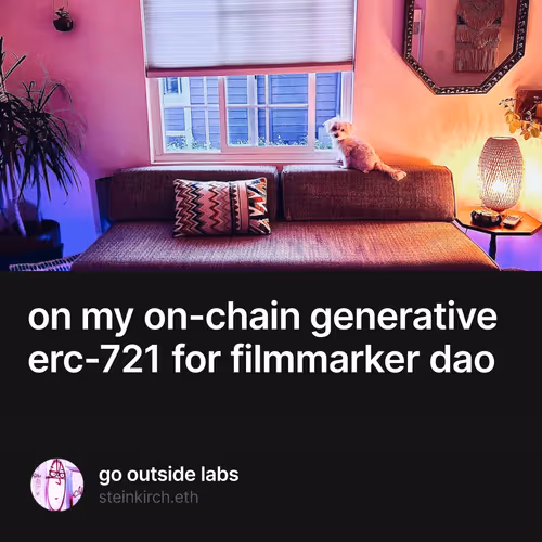 on my on-chain generative erc-721 for filmmarker dao