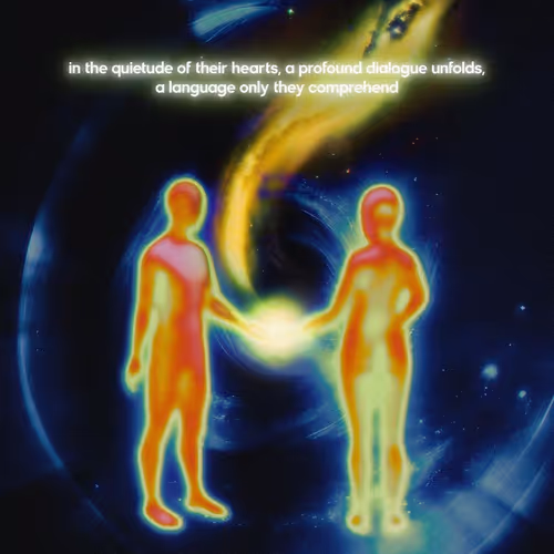 in the quietude of their hearts, a profound dialogue unfolds, a language only they compreh