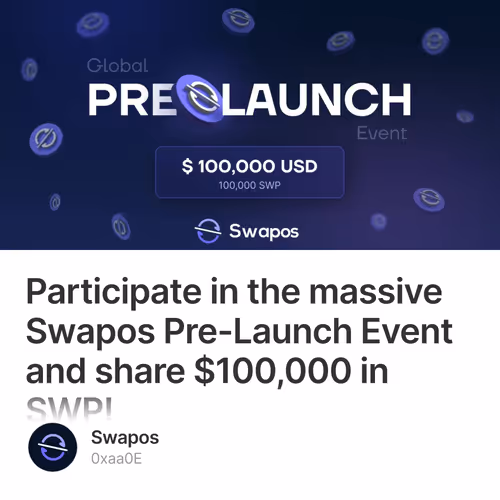 Participate in the massive Swapos Pre-Launch Event and share $100,000 in SWP!