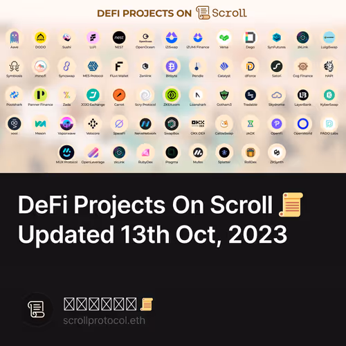 DeFi Projects On Scroll 📜 Updated 13th Oct, 2023