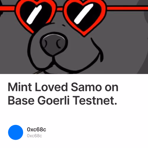 Mint Loved Samo on Base Goerli Testnet.
