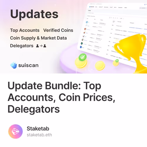 Update Bundle: Top Accounts, Coin Prices, Delegators