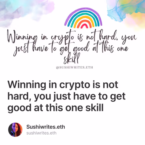 Winning in crypto is not hard, you just have to get good at this one skill