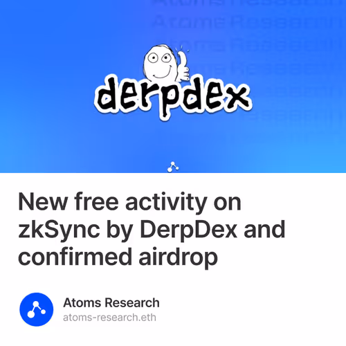 New free activity on zkSync by DerpDex and confirmed airdrop