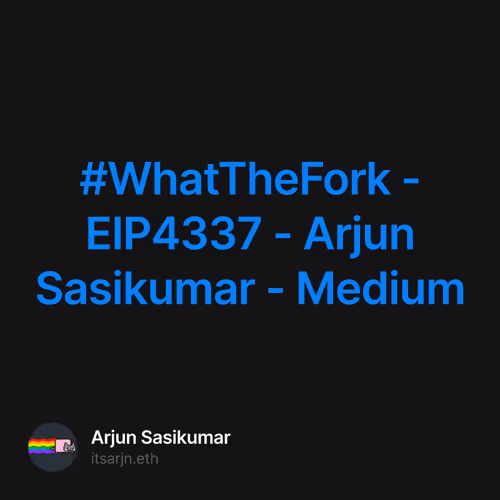 #WhatTheFork - EIP4337 - Arjun Sasikumar - Medium
