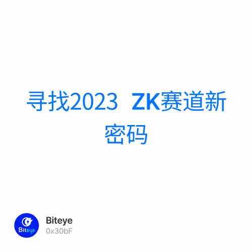 寻找2023 ZK赛道新密码