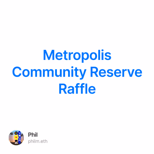 Metropolis Community Reserve Raffle