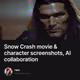 Snow Crash movie & character screenshots, AI collaboration