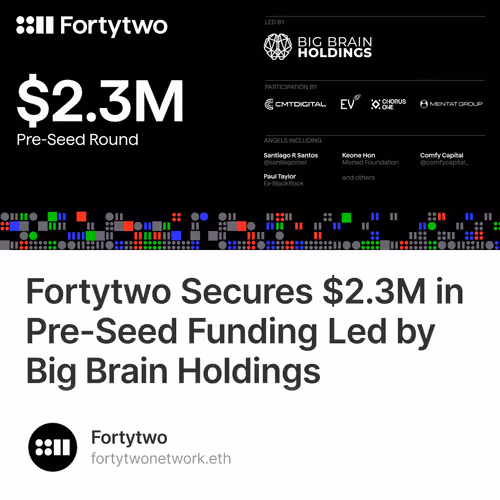 Fortytwo Secures $2.3M in Pre-Seed Funding Led by Big Brain Holdings