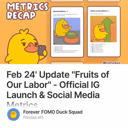 Feb 24' Update "Fruits of Our Labor" - Official IG Launch & Social Media Metrics