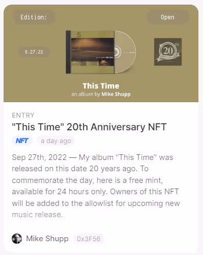 This Time 20th Anniversary NFT