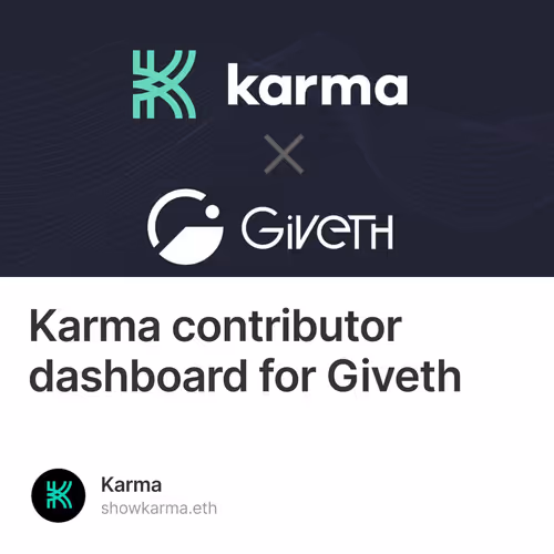 Karma contributor dashboard for Giveth