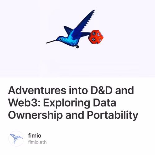 Adventures into D&D and Web3: Exploring Data Ownership and Portability