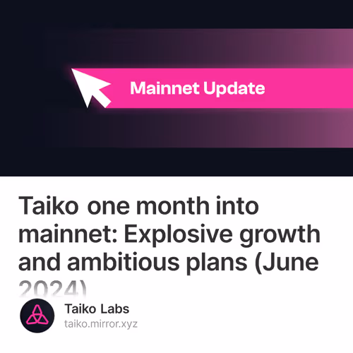 Taiko one month into mainnet: Explosive growth and ambitious plans (June 2024)