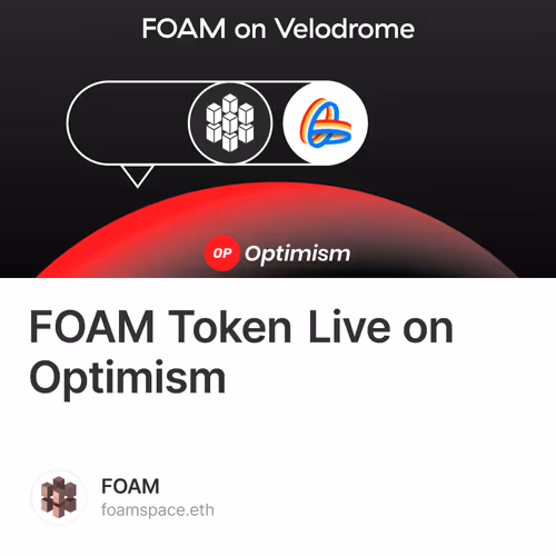 FOAM Token Live on Optimism
