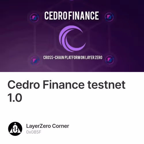 Cedro Finance testnet 1.0