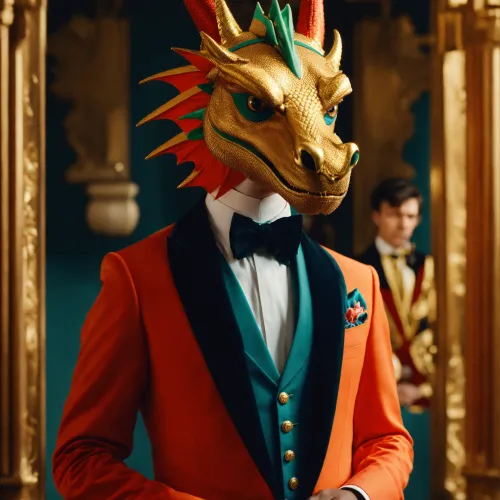 Award - winning cinematic still of dragon-headed