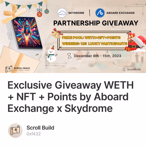 Exclusive Giveaway WETH + NFT + Points by Aboard Exchange x Skydrome