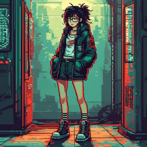 Pixel anime girl