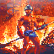 Pixelated Firefighter in Action