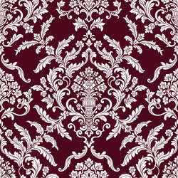 White Damask Floral Baroque Maroon Background