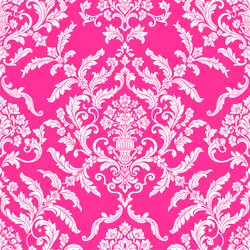 White & Deep Pink Damask Floral Baroque