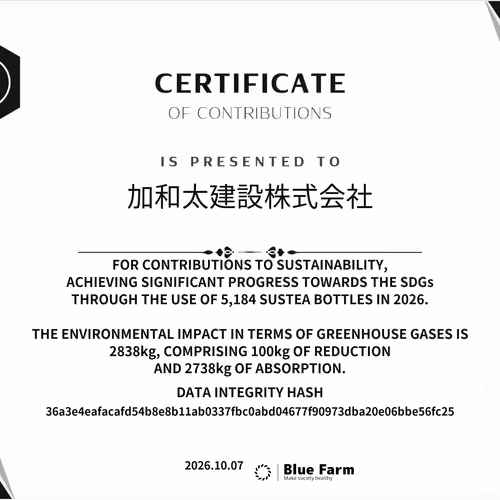 GHG Reduction and Sequestration Effect Certificate -加和太建設株式会社- 2026