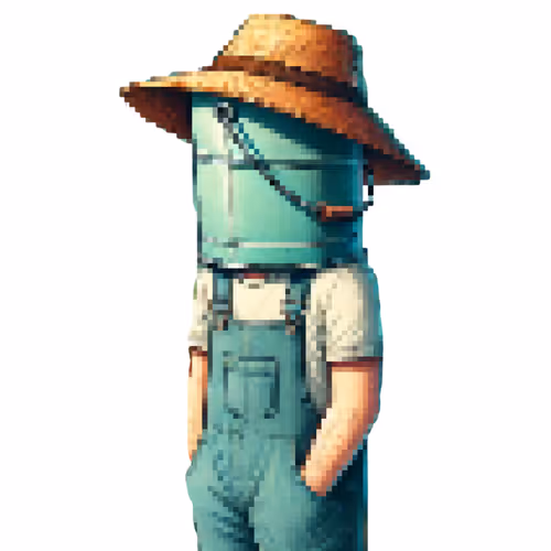 バケツを被った農夫