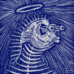 Seabums Blue Bonefish Block Print #13