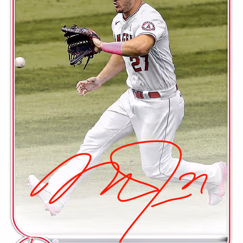 Angels® Mike Trout Facsimile Signature Red 27 Rare