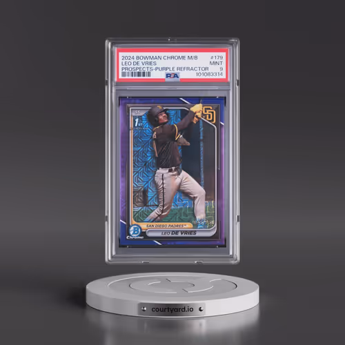 2024 Bowman Mega Box Chrome Prospects #179 Leo de Vries - Purple Refractor (PSA 9 MINT)