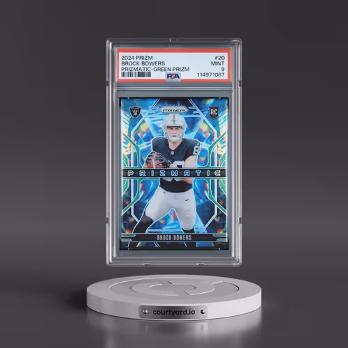 2024 Panini Prizm Prizmatic #20 Brock Bowers - Green Prizm (PSA 9 MINT)