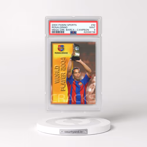 2004-05 Panini Sports Mega Cracks Barca #92 Ronaldinho - Campeon (Spanish) (PSA 9 MINT)